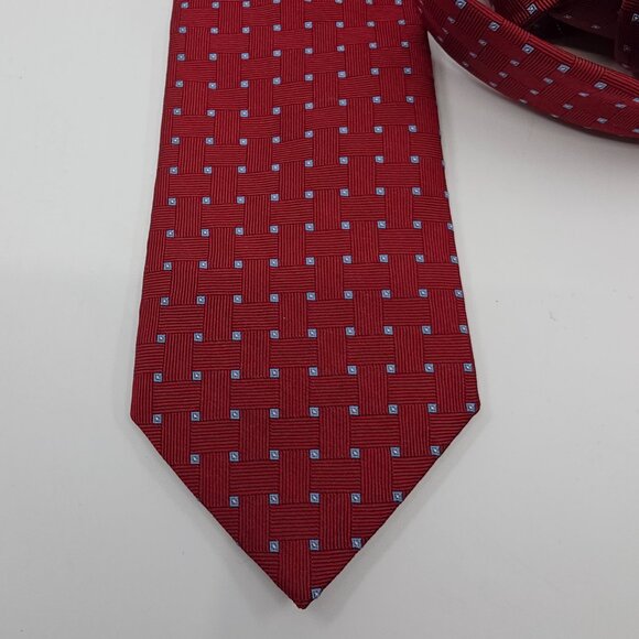 Brooks Brothers "346" Men's Pure Silk Tie Red Geometric Made in the USA Modern - Picture 4 of 9